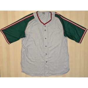 Ebbets Field Flannel Made in USA 100% Wool Baseball Jersey Sz 2XL Grey Green